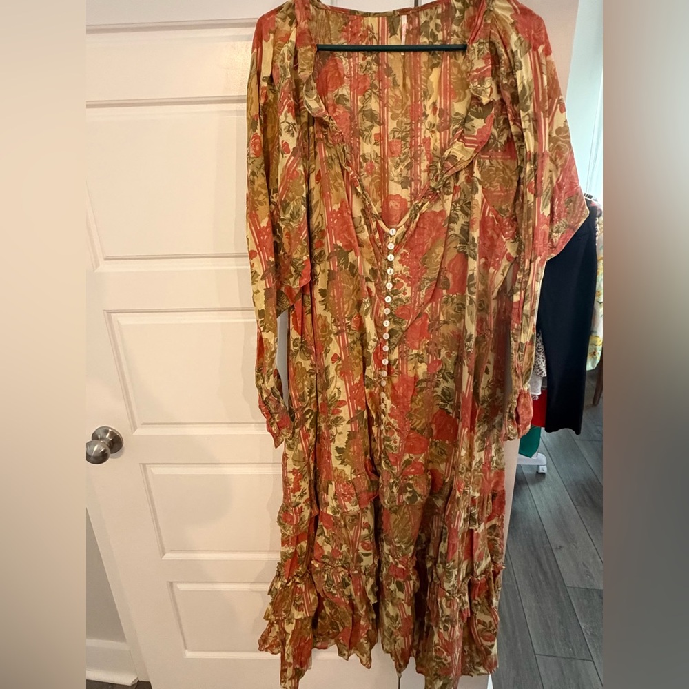 Free People Garden Wonders Long Sleeve Cotton Maxi Dress XL - Picture 3 of 5